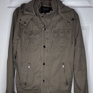 21MEN Olive Hooded Field Jacket